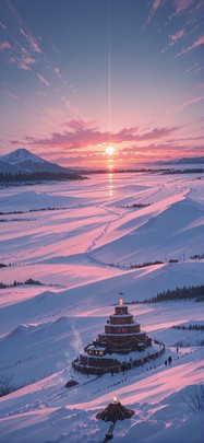 Democracyday Pink Sunset Sky Winter mobile wallpaper / スマホ壁紙