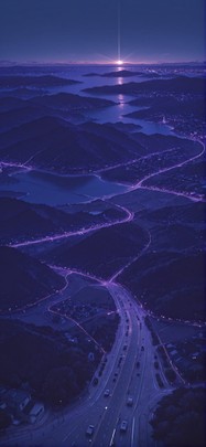 Democracyday Purple Night Sea Spring mobile wallpaper / スマホ壁紙