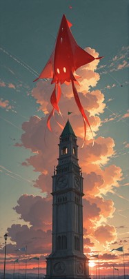 Democracyday Red Sunset Sky Summer Animal mobile wallpaper / スマホ壁紙