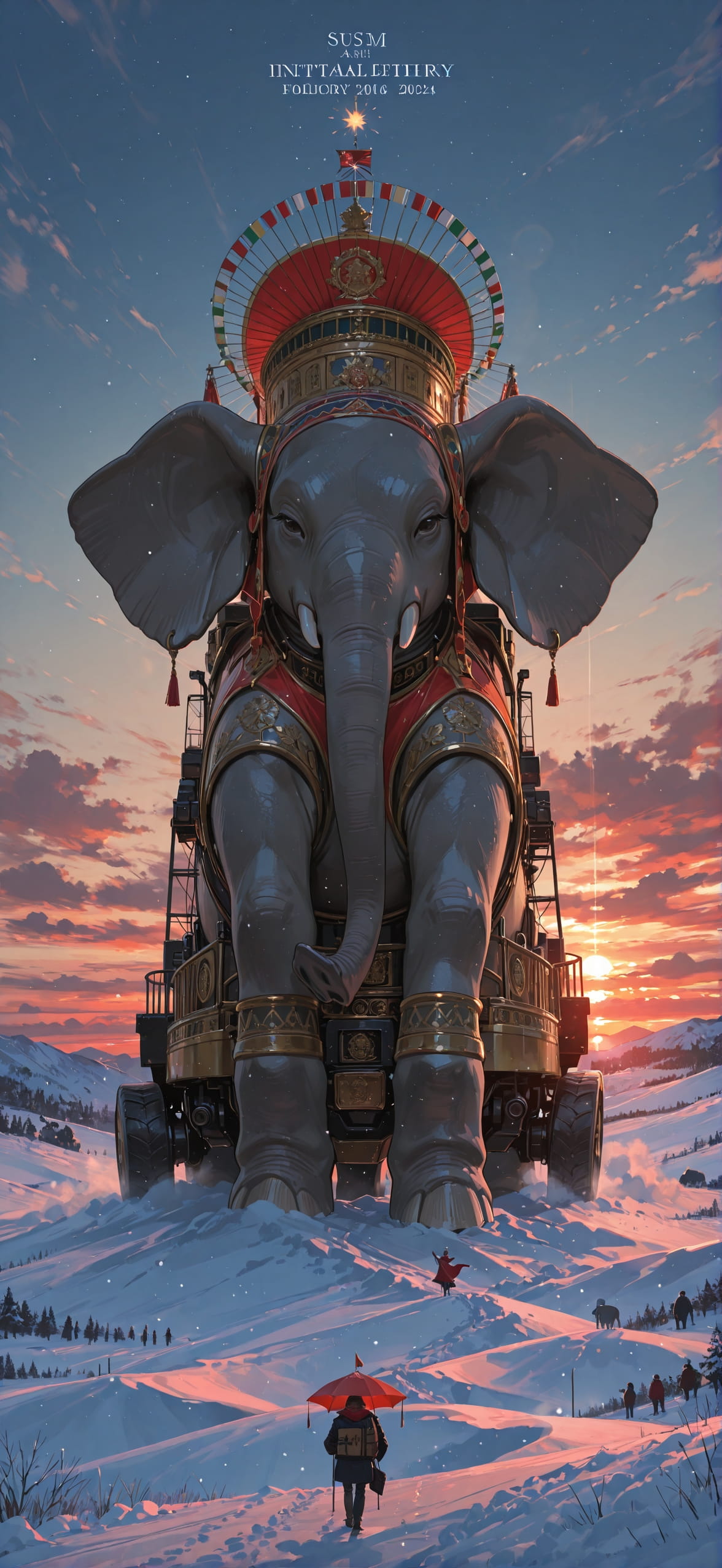 Democracyday Red Sunset Sky Winter Animal Machine mobile wallpaper / スマホ壁紙