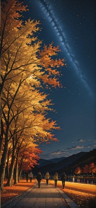 Democracyday Yellow Night Sky Autumn mobile wallpaper / スマホ壁紙