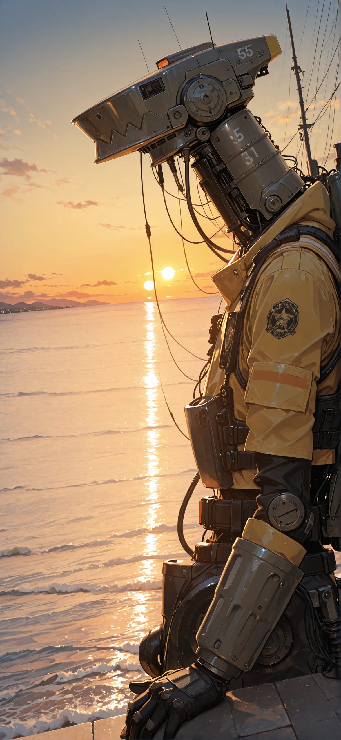 Democracyday Yellow Sunset Sea Summer Machine mobile wallpaper / スマホ壁紙