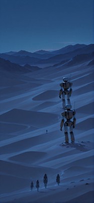 Desert Blue Night Mountain Summer Machine mobile wallpaper / スマホ壁紙