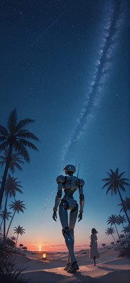 Desert Blue Sunset Sky Autumn Machine mobile wallpaper / スマホ壁紙