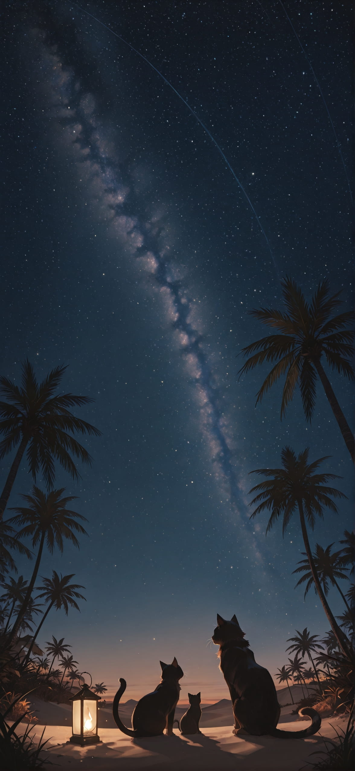 Desert Brown Night Sky Autumn Animal mobile wallpaper / スマホ壁紙