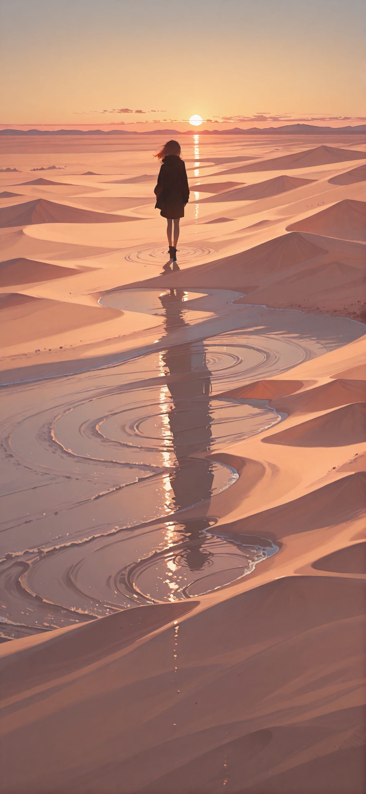 Desert Brown Sunset Sky Winter mobile wallpaper / スマホ壁紙