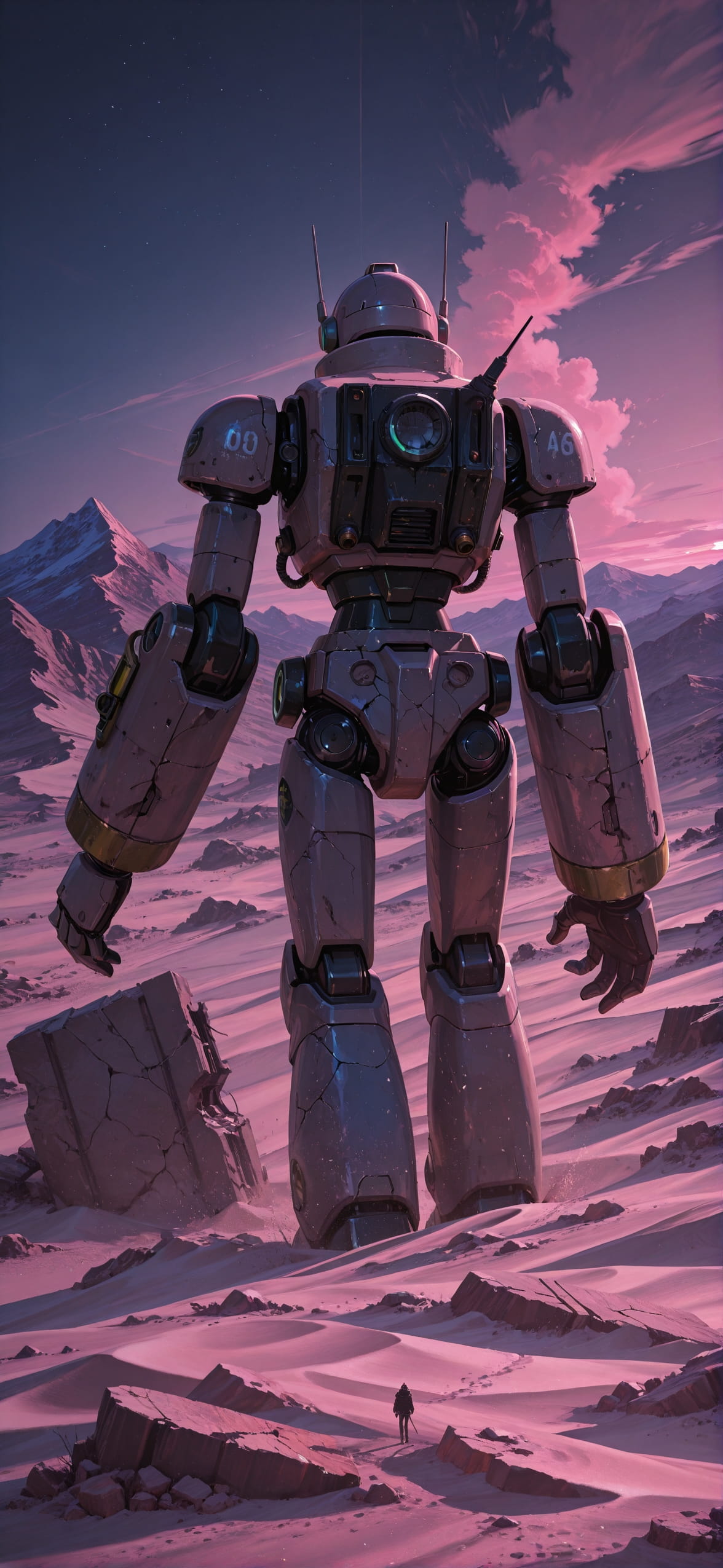 Desert Pink Night Mountain Winter Machine mobile wallpaper / スマホ壁紙