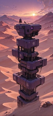 Desert Purple Sunset Mountain Autumn Animal Machine mobile wallpaper / スマホ壁紙