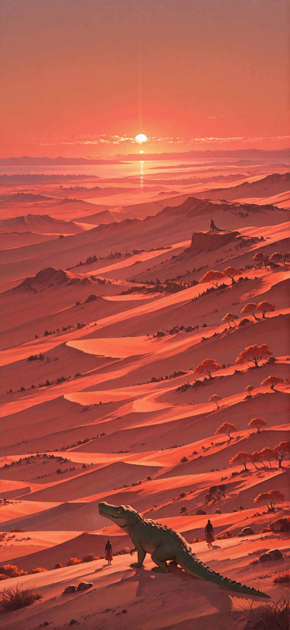 Desert Red Afternoon Sea Autumn Animal mobile wallpaper / スマホ壁紙