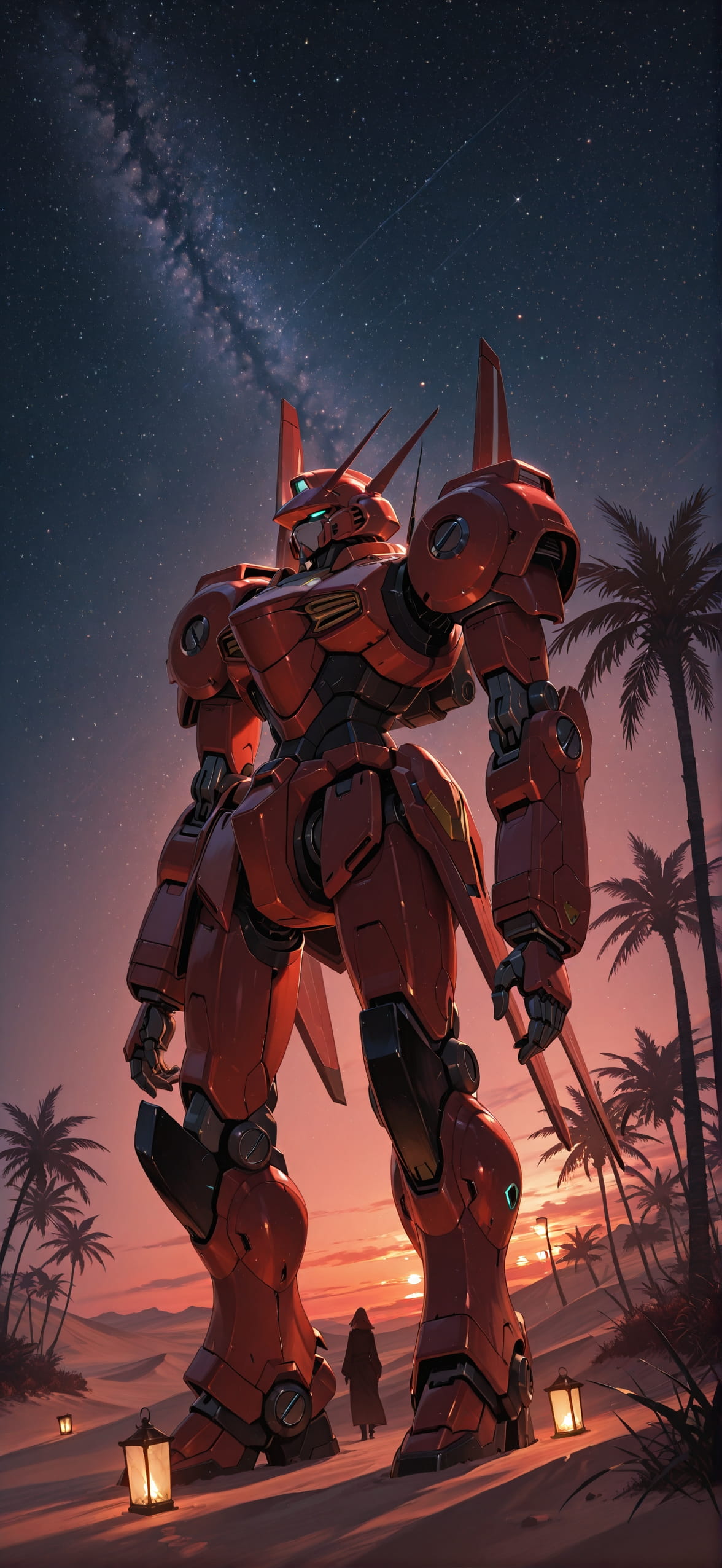 Desert Red Sunset Nature Winter Machine mobile wallpaper / スマホ壁紙