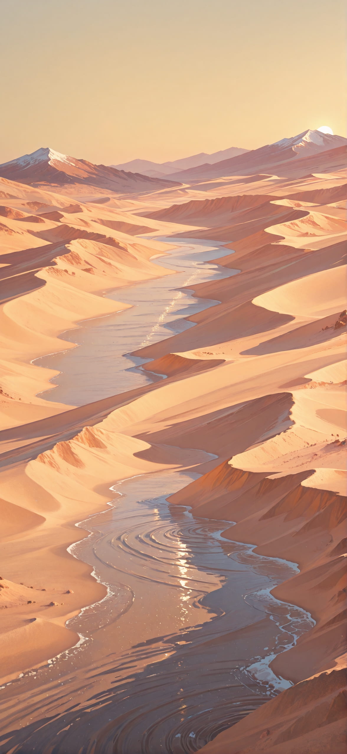 Desert Yellow Afternoon Mountain Winter mobile wallpaper / スマホ壁紙