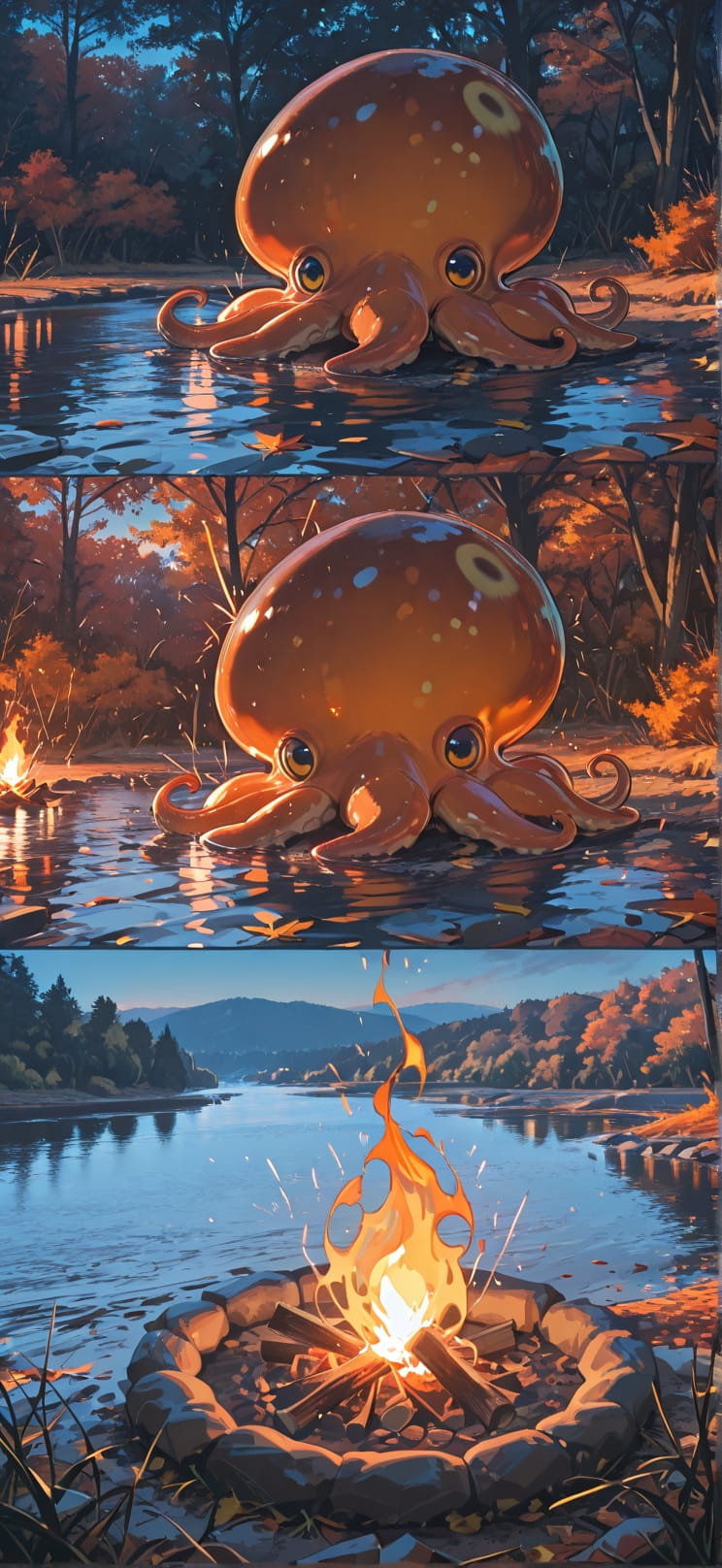 Ember Blue Afternoon Sea Autumn Animal mobile wallpaper / スマホ壁紙