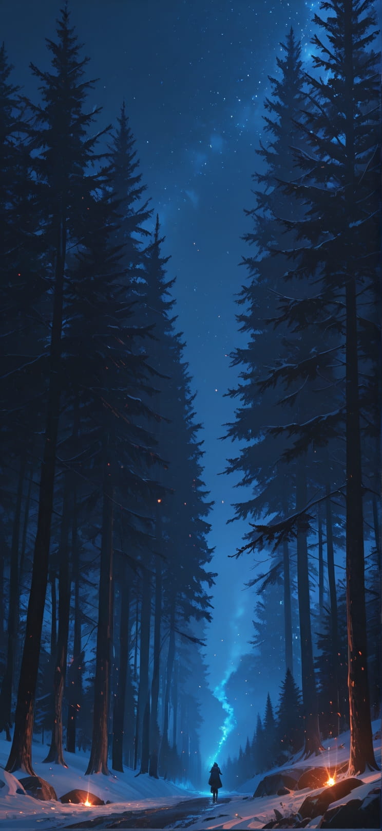 Ember Blue Night Nature Winter mobile wallpaper / スマホ壁紙