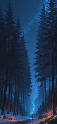 Ember Blue Night Nature Winter mobile wallpaper / スマホ壁紙