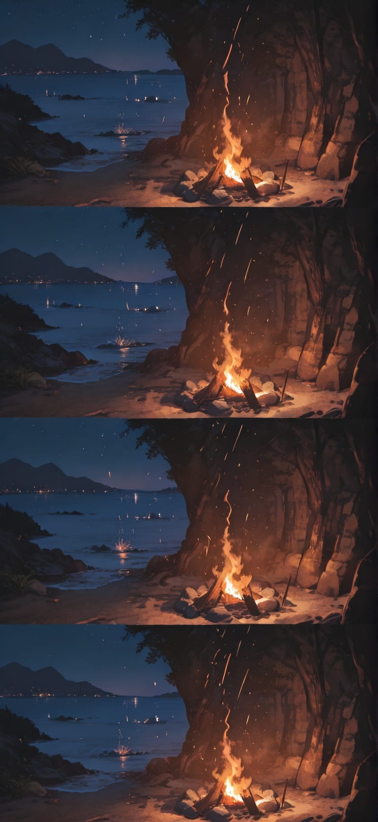 Ember Brown Night Sea Spring mobile wallpaper / スマホ壁紙