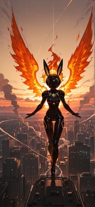 Ember Brown Sunset City Spring Animal Machine mobile wallpaper / スマホ壁紙