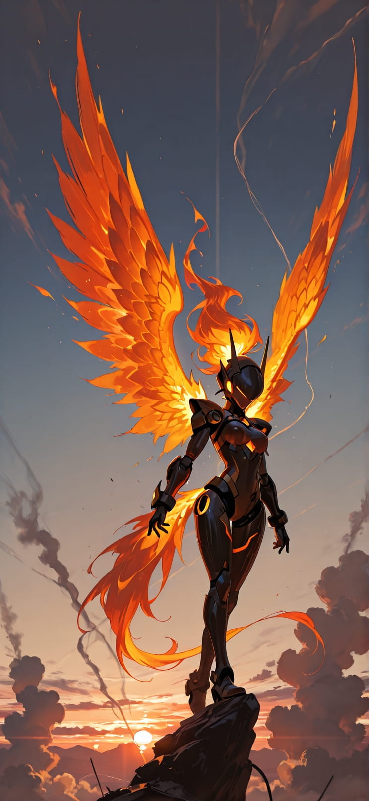 Ember Brown Sunset Sky Spring Machine mobile wallpaper / スマホ壁紙