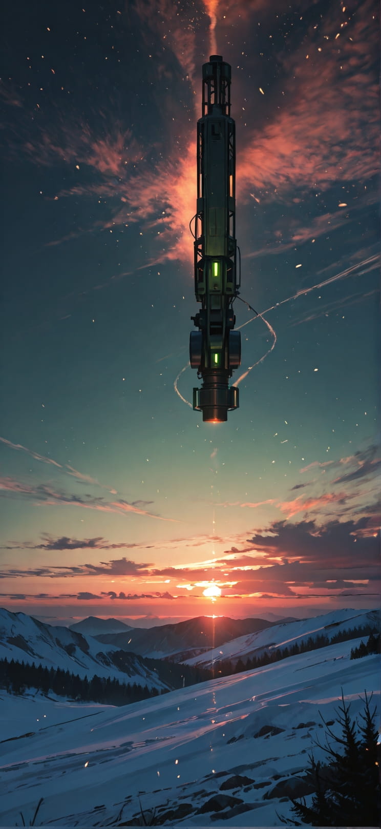 Ember Green Sunset Sky Winter Machine mobile wallpaper / スマホ壁紙