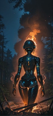 Ember Orange Night Nature Summer Machine mobile wallpaper / スマホ壁紙