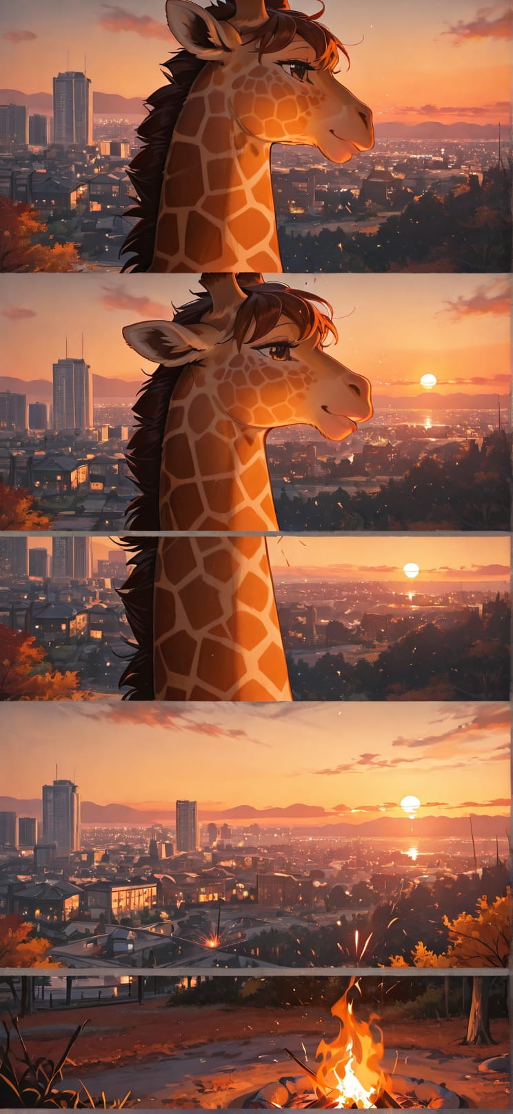 Ember Orange Sunset City Autumn Animal Machine mobile wallpaper / スマホ壁紙