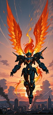 Ember Orange Sunset City Summer Machine mobile wallpaper / スマホ壁紙