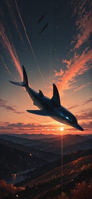 Ember Orange Sunset Sky Autumn Animal mobile wallpaper / スマホ壁紙