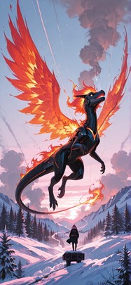 Ember Pink Afternoon Nature Winter Animal Machine mobile wallpaper / スマホ壁紙