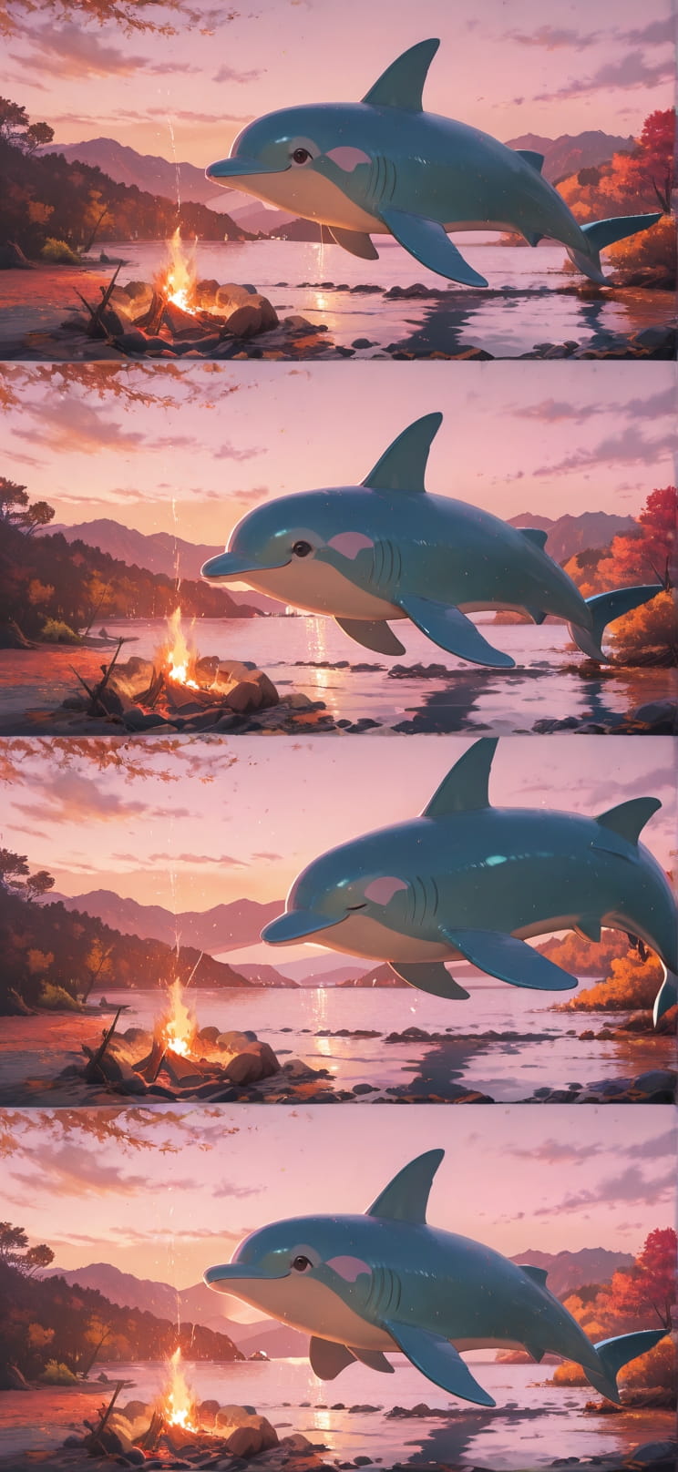 Ember Pink Afternoon Sea Autumn Animal mobile wallpaper / スマホ壁紙