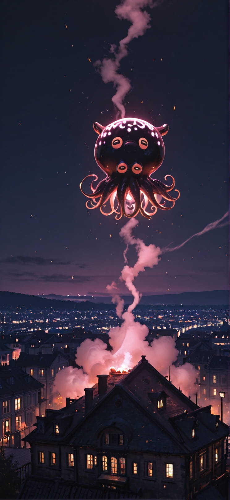 Ember Pink Night City Spring Animal mobile wallpaper / スマホ壁紙