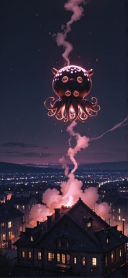 Ember Pink Night City Spring Animal mobile wallpaper / スマホ壁紙