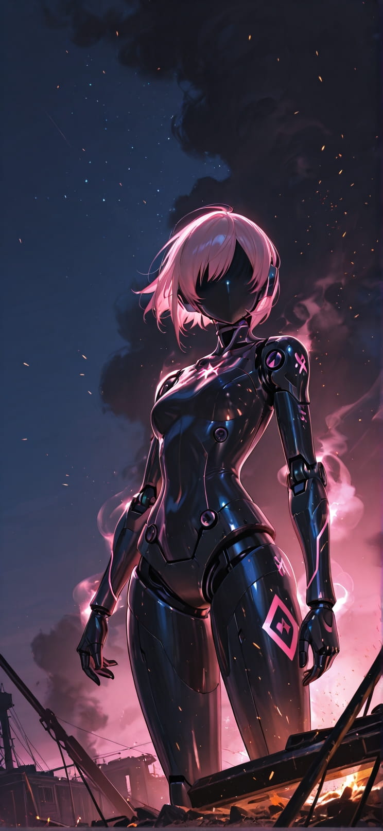 Ember Pink Night Sky Summer Machine mobile wallpaper / スマホ壁紙