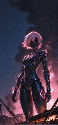 Ember Pink Night Sky Summer Machine mobile wallpaper / スマホ壁紙