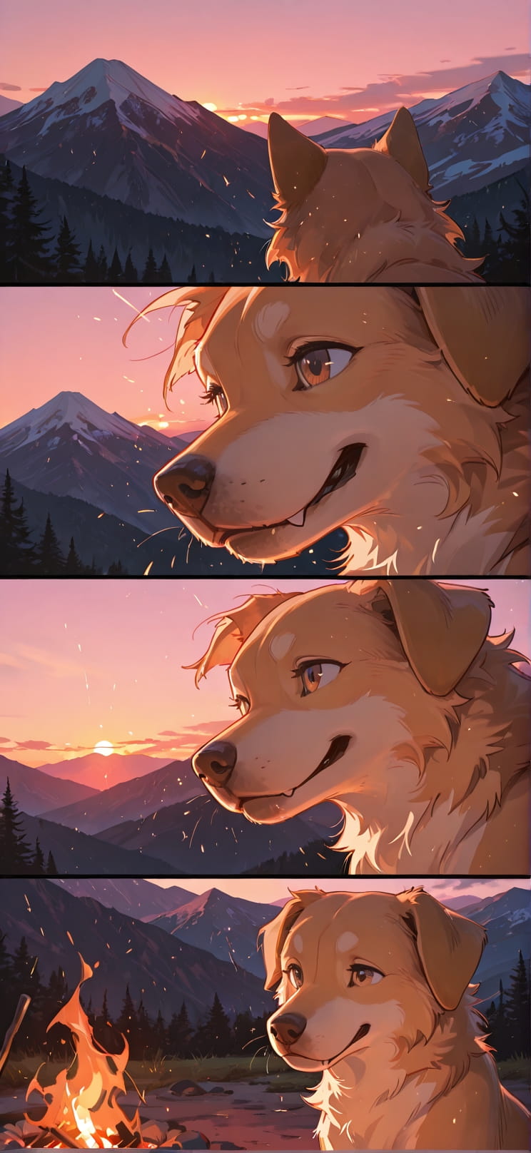 Ember Pink Sunset Mountain Spring Animal mobile wallpaper / スマホ壁紙