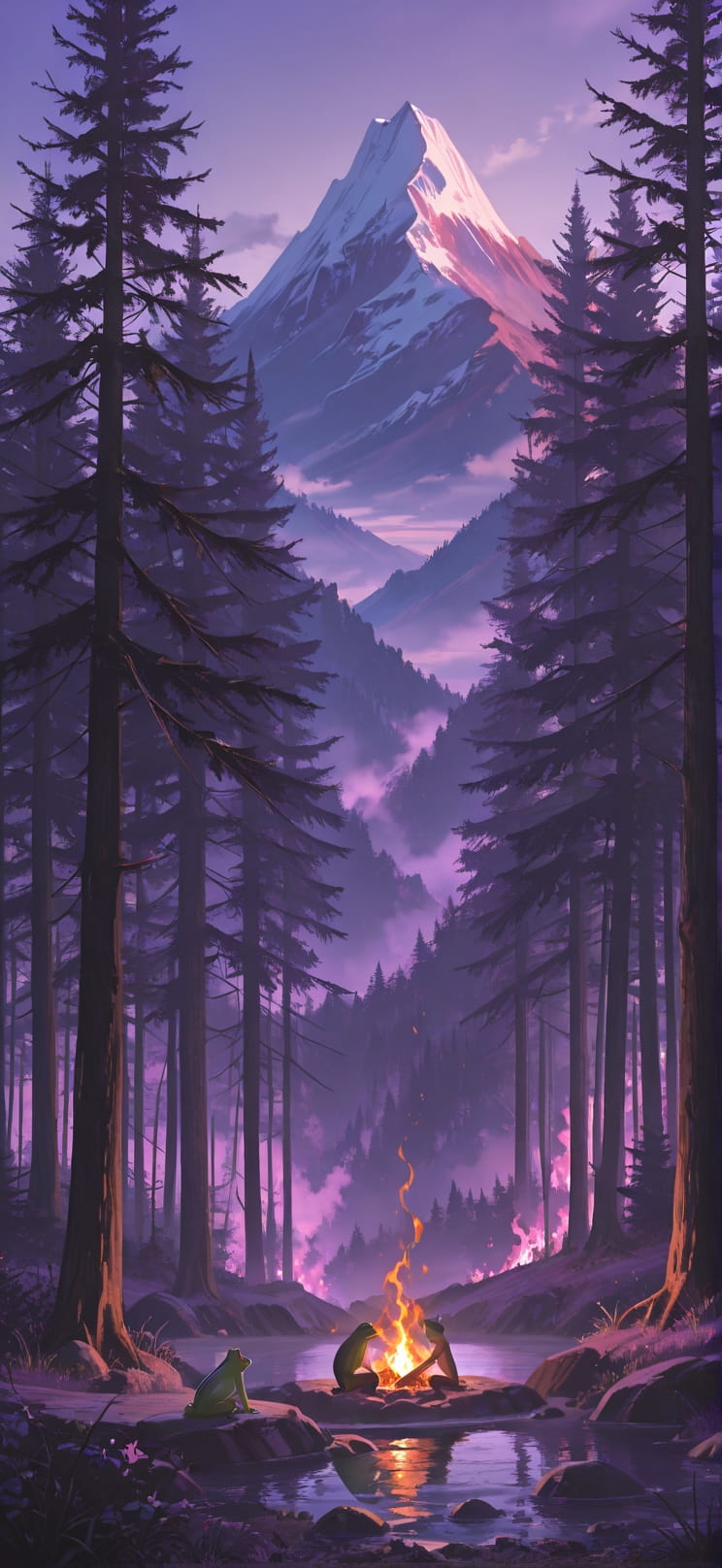 Ember Purple Afternoon Mountain Summer Animal mobile wallpaper / スマホ壁紙