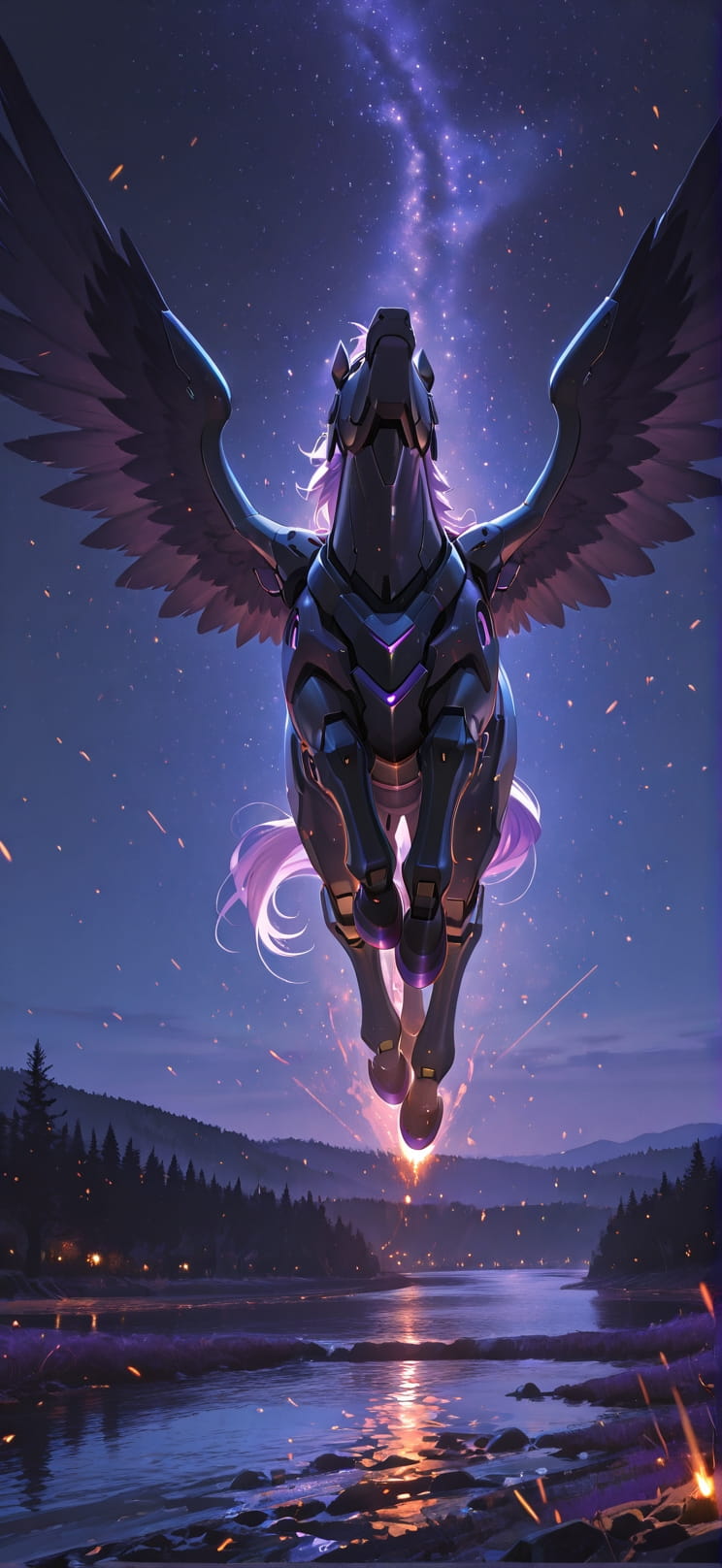 Ember Purple Night Sea Winter Animal Machine mobile wallpaper / スマホ壁紙