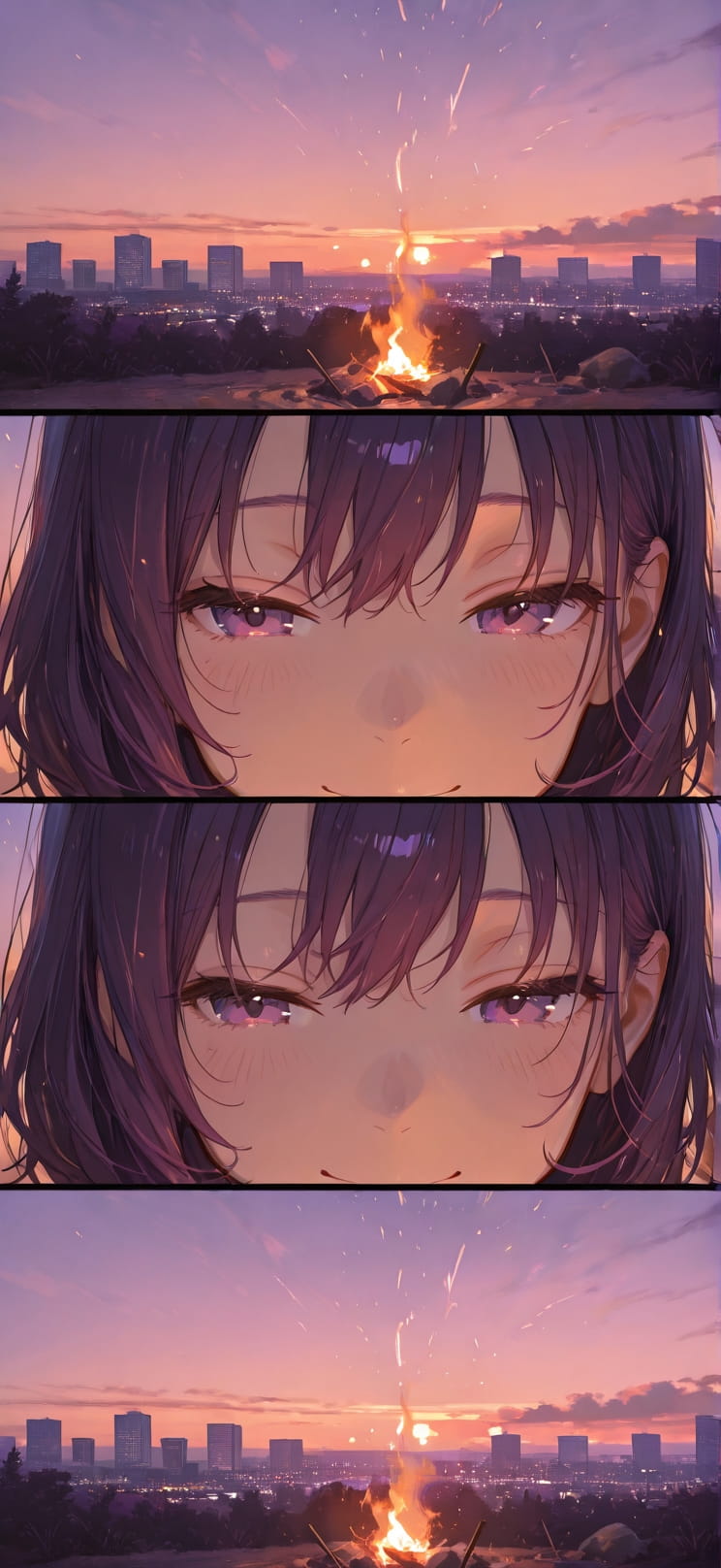 Ember Purple Sunset City Summer mobile wallpaper / スマホ壁紙