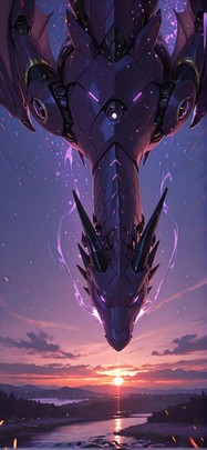 Ember Purple Sunset Sea Spring Animal Machine mobile wallpaper / スマホ壁紙