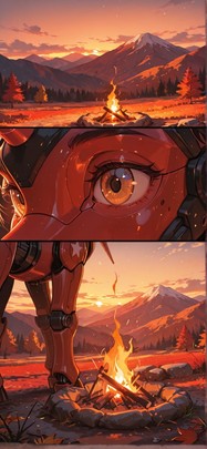 Ember Red Sunset Mountain Autumn Animal Machine mobile wallpaper / スマホ壁紙