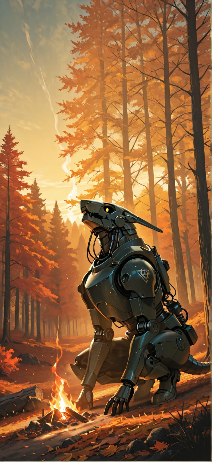 Ember Yellow Afternoon Sky Autumn Machine mobile wallpaper / スマホ壁紙