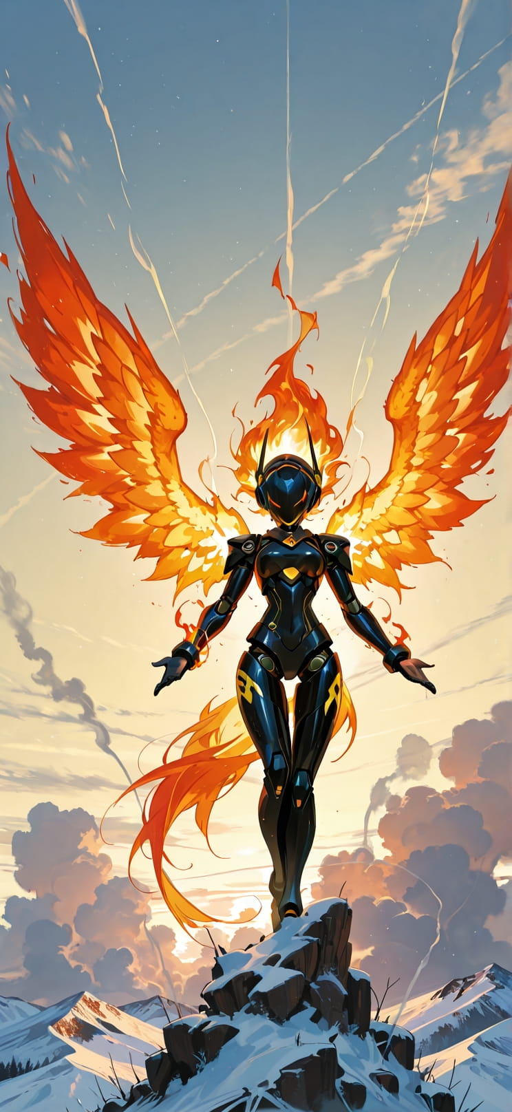 Ember Yellow Afternoon Sky Winter Machine mobile wallpaper / スマホ壁紙