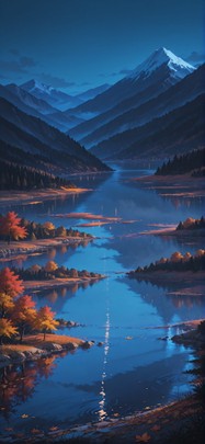 Fog Blue Night Nature Autumn mobile wallpaper / スマホ壁紙