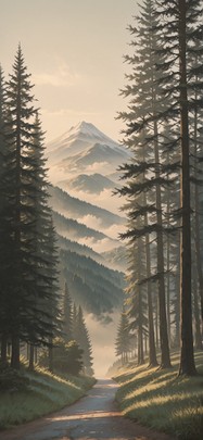 Fog Brown Afternoon Mountain Spring mobile wallpaper / スマホ壁紙