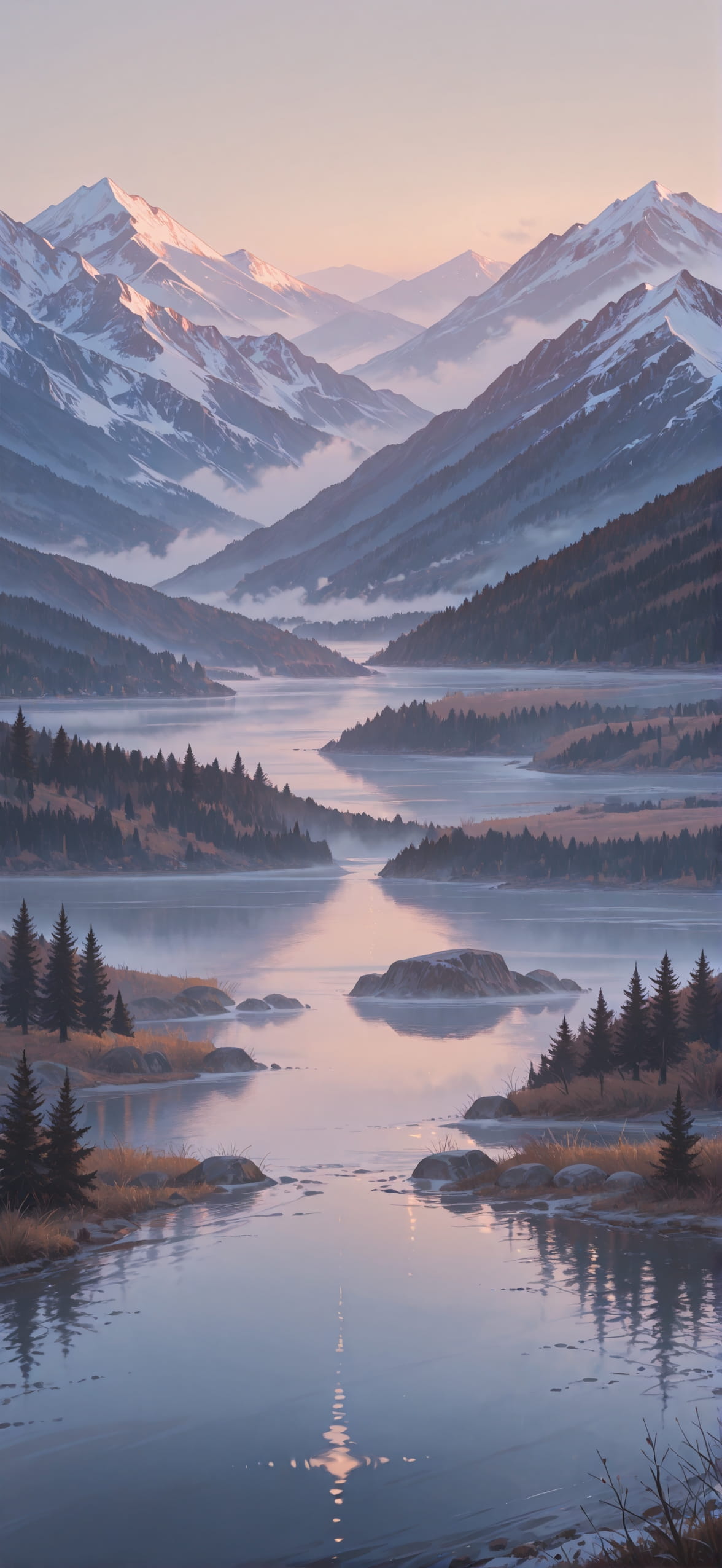 Fog Brown Afternoon Nature Winter mobile wallpaper / スマホ壁紙