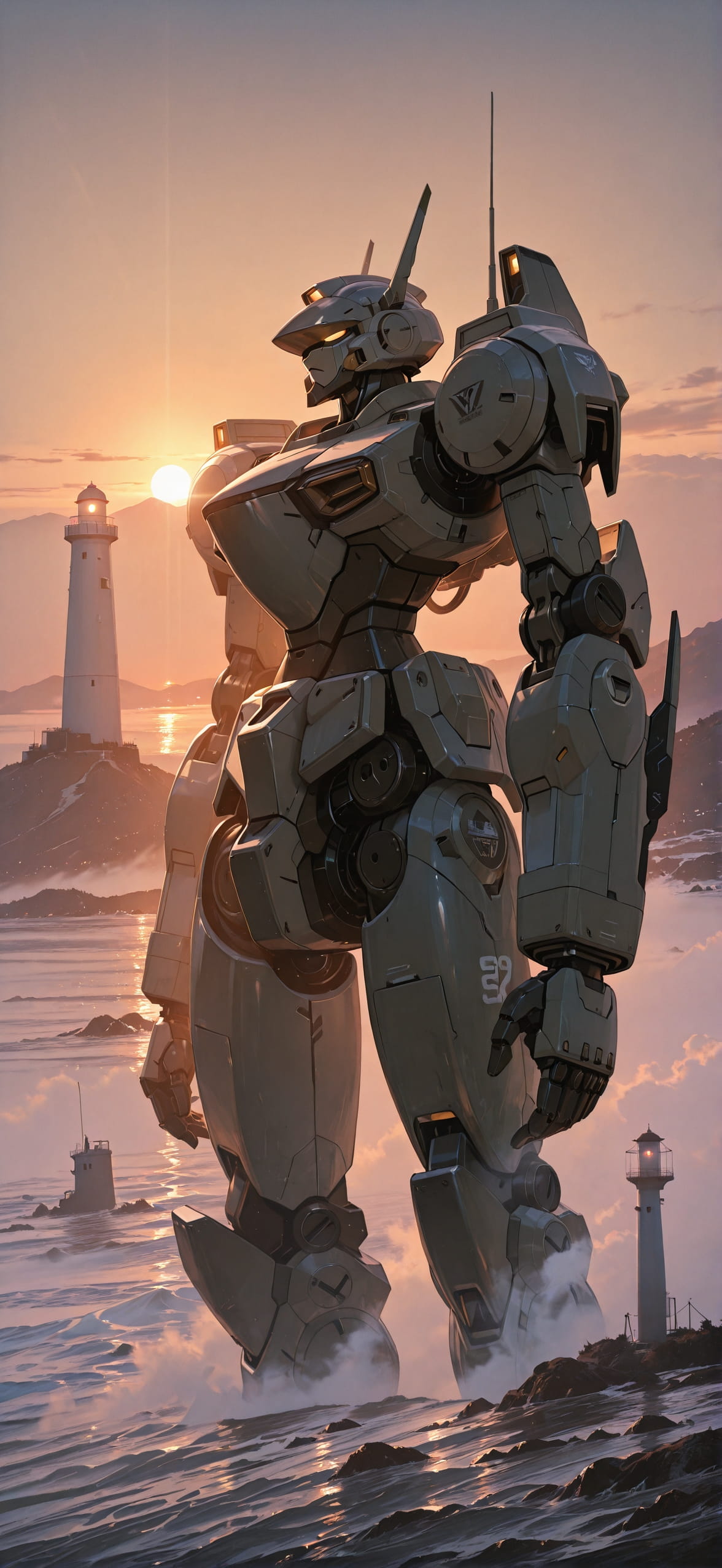 Fog Brown Sunset Mountain Summer Machine mobile wallpaper / スマホ壁紙