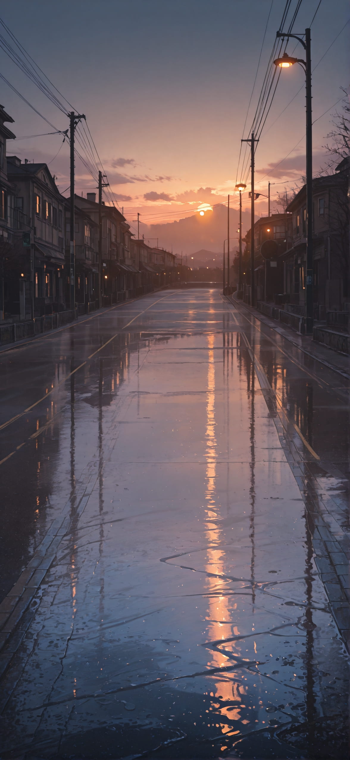 Fog Brown Sunset Sky Spring mobile wallpaper / スマホ壁紙