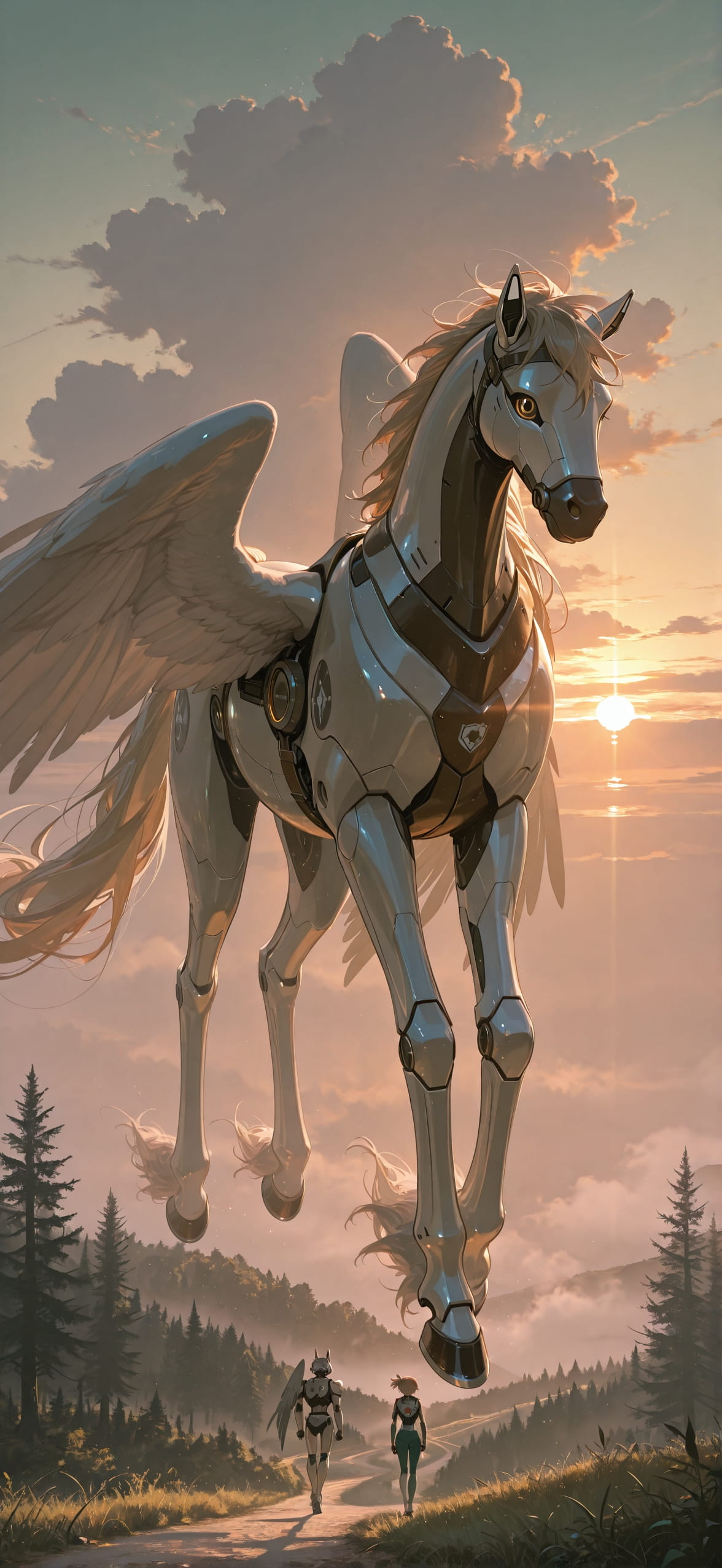 Fog Brown Sunset Sky Summer Animal Machine mobile wallpaper / スマホ壁紙