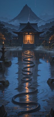 Fog Orange Night Sea Summer Animal mobile wallpaper / スマホ壁紙