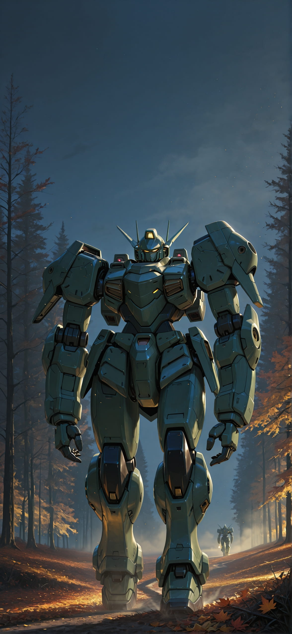 Fog Yellow Night Sky Autumn Machine mobile wallpaper / スマホ壁紙