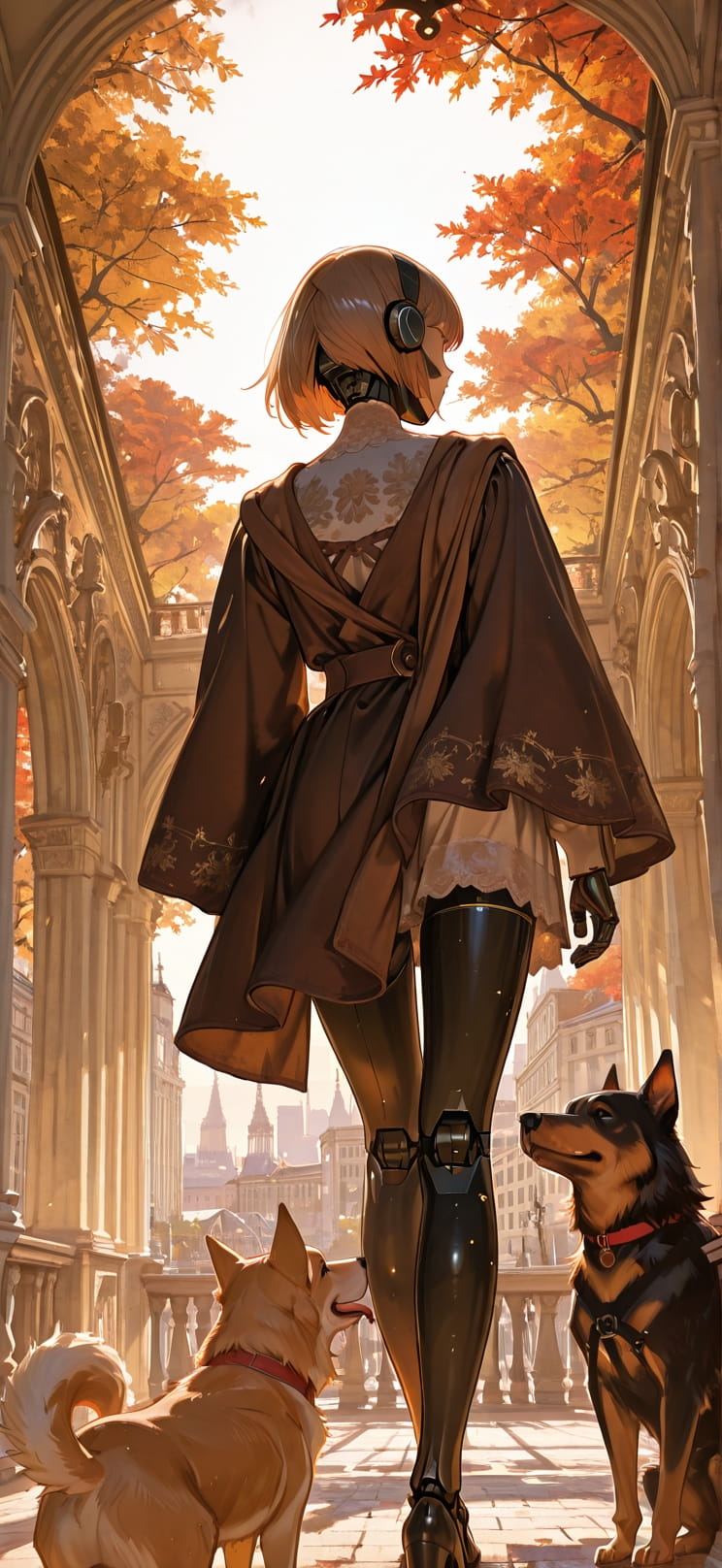 Fresco Brown Afternoon City Autumn Animal Machine mobile wallpaper / スマホ壁紙