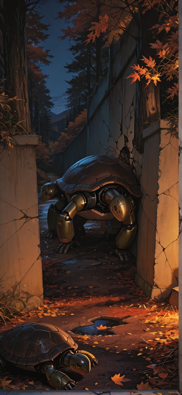 Fresco Brown Night Nature Autumn Animal Machine mobile wallpaper / スマホ壁紙